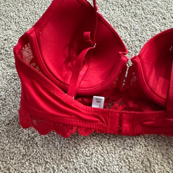 Marilyn Monroe Longline Padded Underwire Bra w/ Red Lace Women's Size 34C - Picture 4 of 7